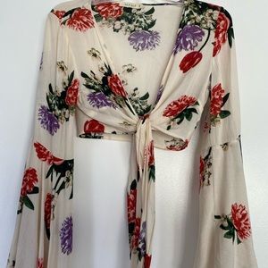 Front tie floral top